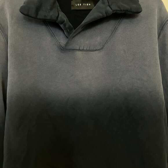 Les Tien Mens Sweatshirt Yacht Pullover Medium Blue Dip Dye Ombre Collar Preppy - Picture 2 of 10